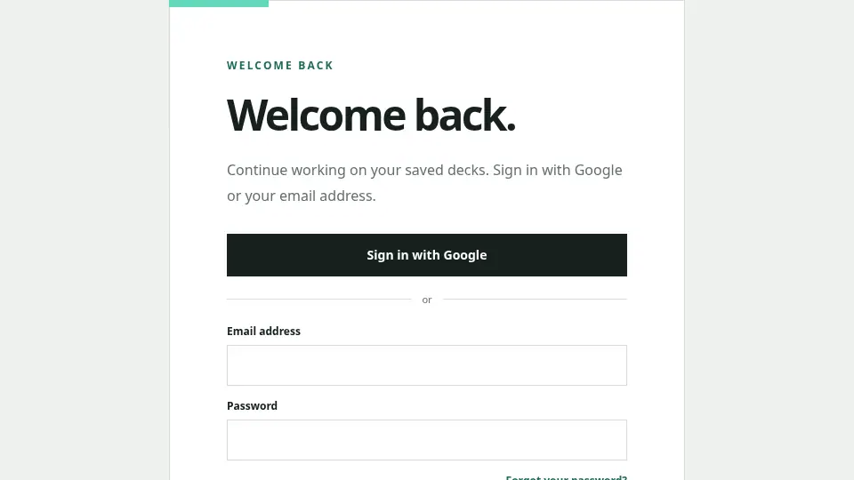 Sign in with Google or with an email address and password.