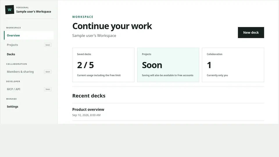 Review saved usage and recent work on the overview.