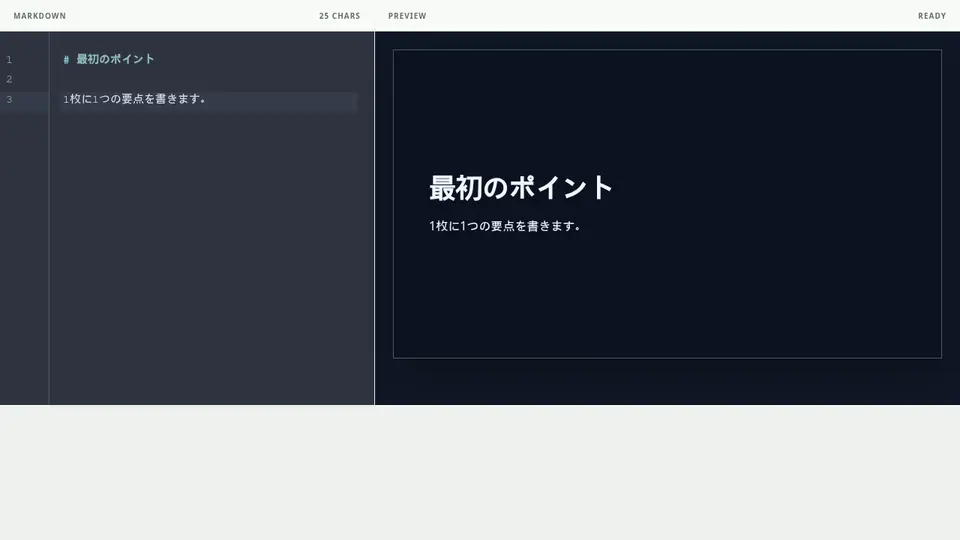 区切りを入れる前は、見出しと本文が1枚に表示されます。